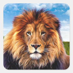 Lion King of the Forest Art-15475 Square Sticker