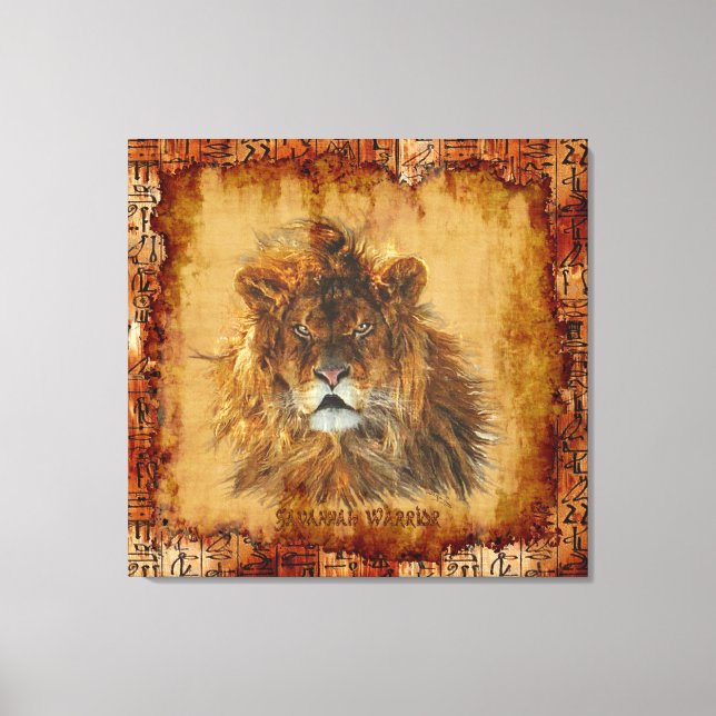 Lion King of the Jungle Egyptian Grunge Art Canvas (Front)