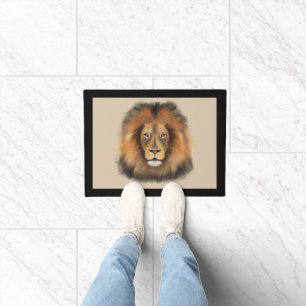 lion king of the jungle realistic male watercolor doormat