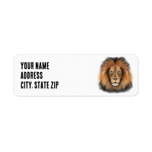 lion king of the jungle realistic male watercolor label