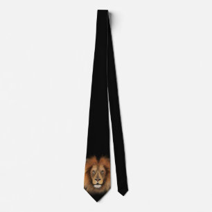 lion king of the jungle realistic male watercolor neck tie