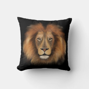 lion king of the jungle realistic male watercolor throw pillow