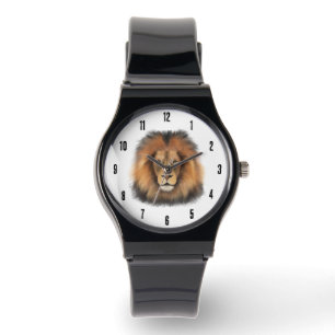 lion king of the jungle realistic male watercolor watch