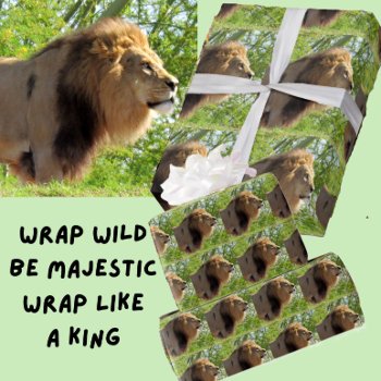 Lion - King Of The Jungle Wrapping Paper by CatsEyeViewGifts at Zazzle