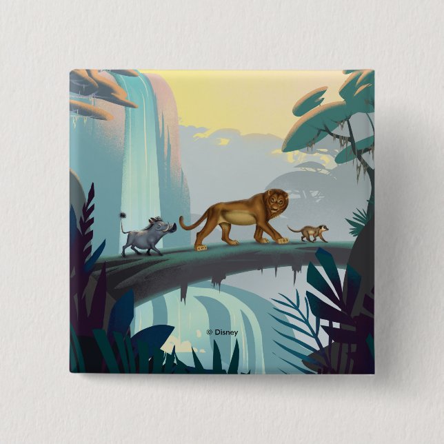 Lion King | Pumbaa, Simba, & Timon Crossing Log Button (Front)