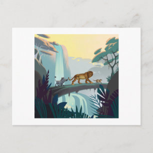 Lion King Pumbaa, Simba, & Timon Crossing Log Postcard