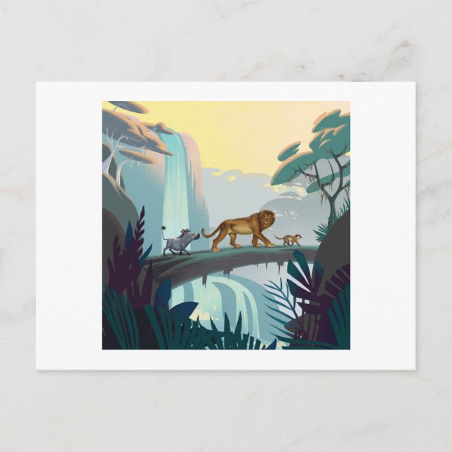 Lion King | Pumbaa, Simba, & Timon Crossing Log Postcard (Front)