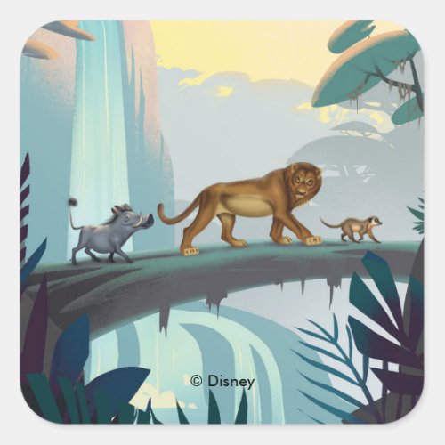 Lion King  Pumbaa Simba  Timon Crossing Log Square Sticker