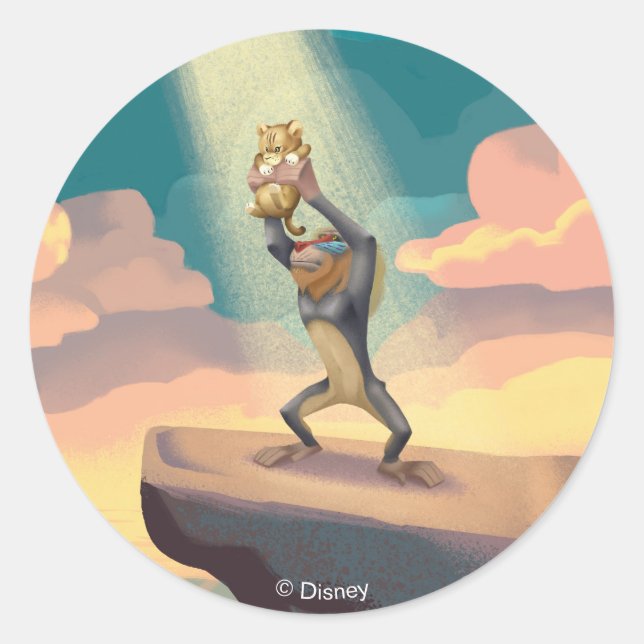 Lion King | Rafiki Presenting Simba Graphic Classic Round Sticker (Front)