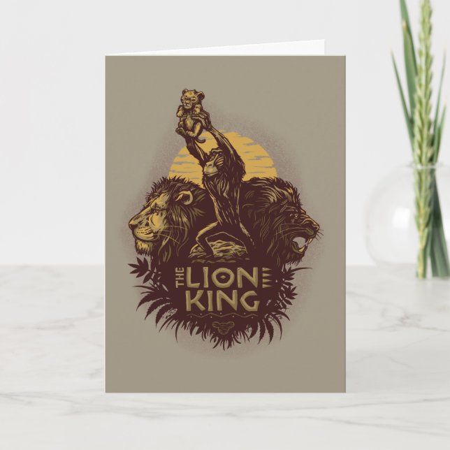 Lion King | Rafiki Presenting Simba Woodcut Design Card (Front)