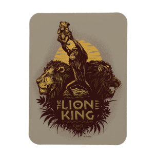 Lion King   Rafiki Presenting Simba Woodcut Design Magnet