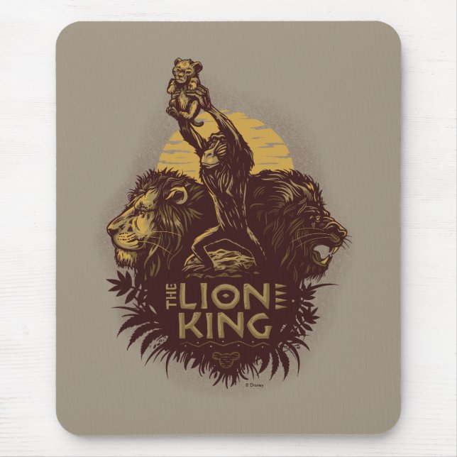 Lion King | Rafiki Presenting Simba Woodcut Design Mouse Pad (Front)