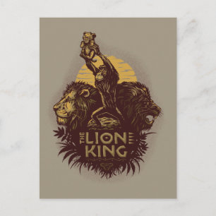 Lion King Rafiki Presenting Simba Woodcut Design Postcard
