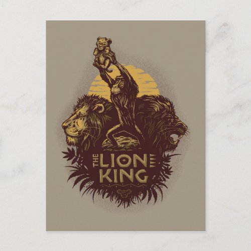 Lion King  Rafiki Presenting Simba Woodcut Design Postcard