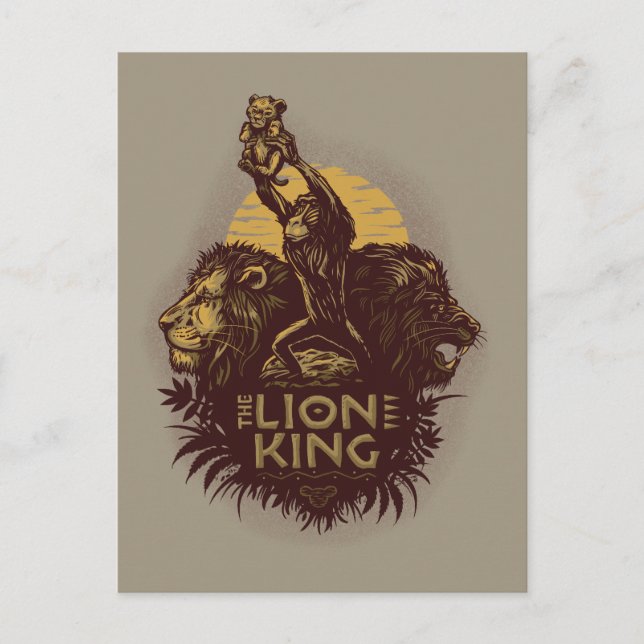 Lion King | Rafiki Presenting Simba Woodcut Design Postcard (Front)