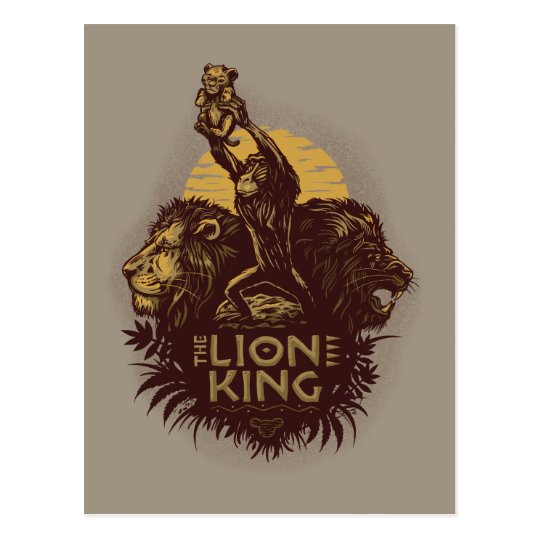 Lion King | Rafiki Presenting Simba Woodcut Design Postcard | Zazzle.com