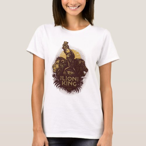 Lion King  Rafiki Presenting Simba Woodcut Design T_Shirt