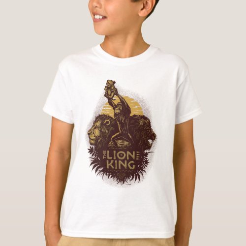 Lion King  Rafiki Presenting Simba Woodcut Design T_Shirt