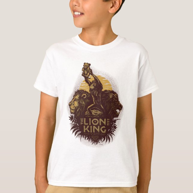 Lion King | Rafiki Presenting Simba Woodcut Design T-Shirt (Front)