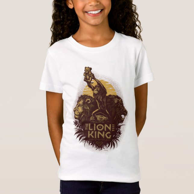Lion King | Rafiki Presenting Simba Woodcut Design T-Shirt (Front)