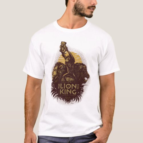 Lion King  Rafiki Presenting Simba Woodcut Design T_Shirt