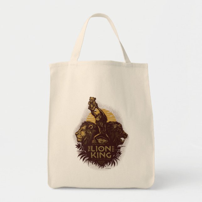 Lion King | Rafiki Presenting Simba Woodcut Design Tote Bag (Front)