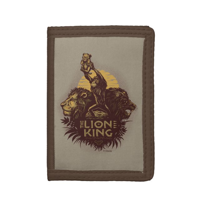 Lion King | Rafiki Presenting Simba Woodcut Design Trifold Wallet (Front Vertical)