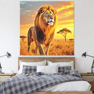 Lion King Savanna Sunset Design Canvas Print