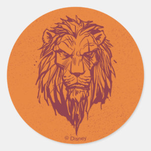 Lion King Scar Head Sketch Classic Round Sticker