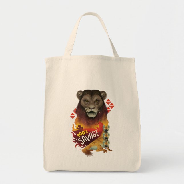 Lion King | Scar & Hyenas "100% Savage" Tote Bag (Front)