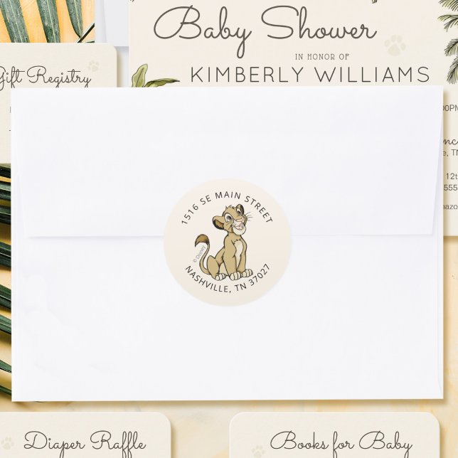 Lion King - Simba | Baby Shower Classic Round Sticker (Sticker on envelope)