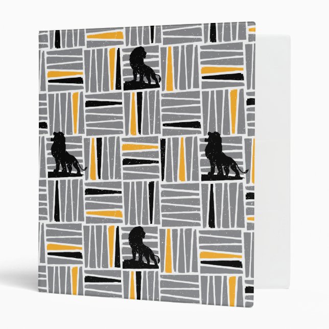 Lion King | Simba Gray & Gold Hatched Pattern 3 Ring Binder (Front/Inside)