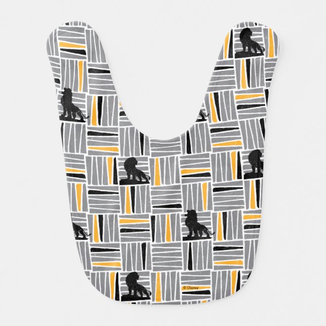 Lion King | Simba Gray & Gold Hatched Pattern Baby Bib (Front)