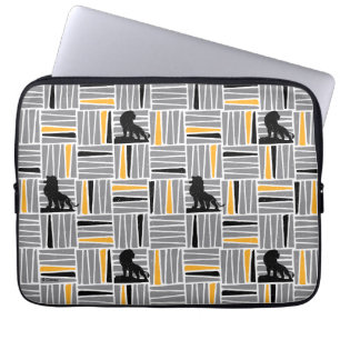 Lion King   Simba Gray & Gold Hatched Pattern Laptop Sleeve