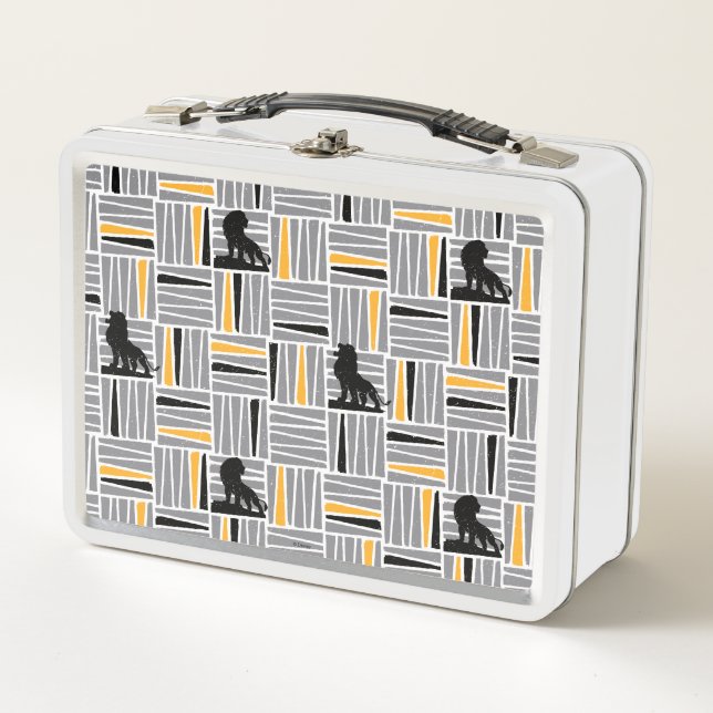Lion King | Simba Gray & Gold Hatched Pattern Metal Lunch Box (Front)