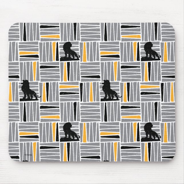 Lion King | Simba Gray & Gold Hatched Pattern Mouse Pad (Front)