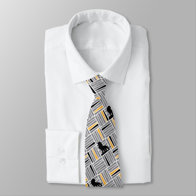 Lion King | Simba Gray & Gold Hatched Pattern Neck Tie (Tied)