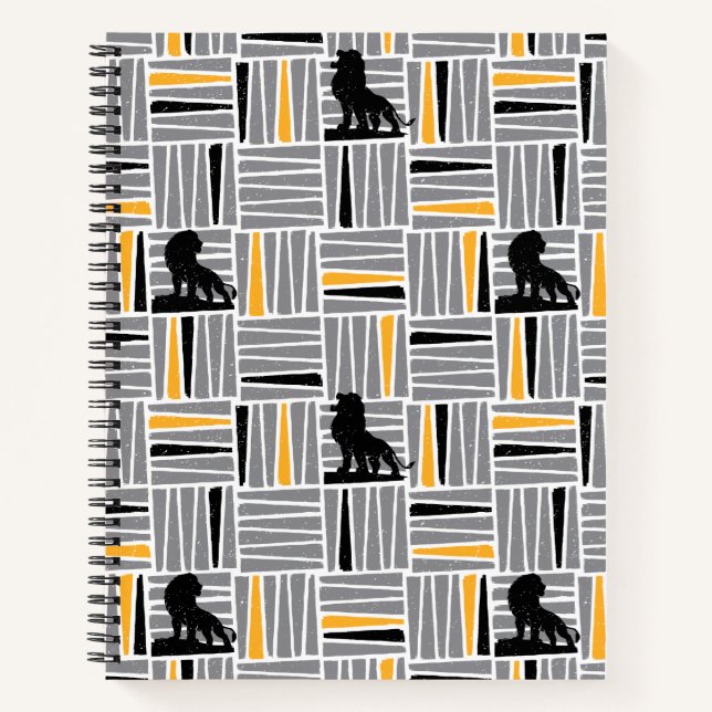 Lion King | Simba Gray & Gold Hatched Pattern Notebook (Front)