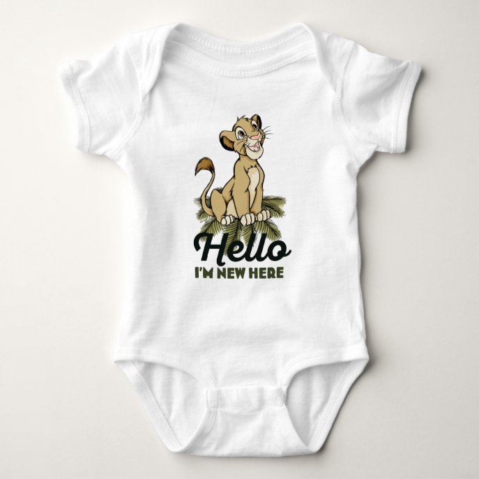 Lion King Simba Hello I&#39;m New Here Baby Bodysuit