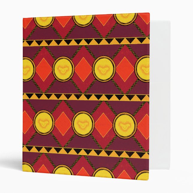Lion King | Simba Icon African Style Pattern 3 Ring Binder (Front/Inside)