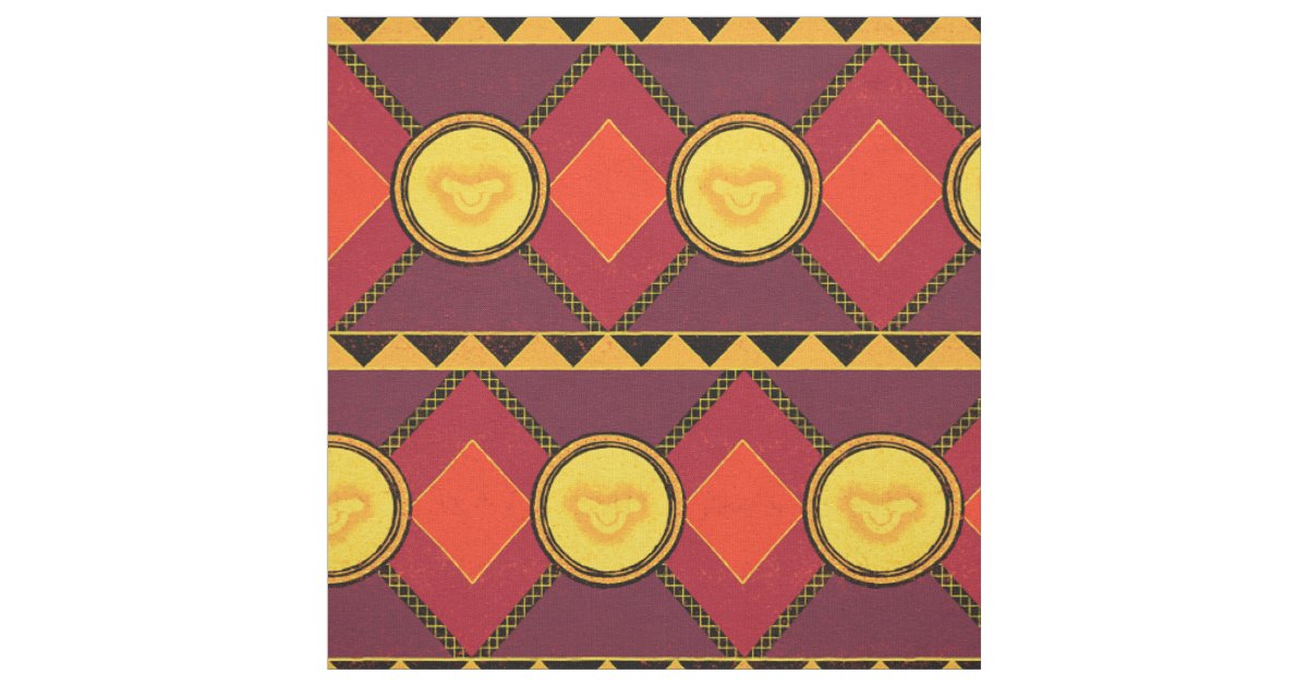 Lion King | Simba Icon African Style Pattern Fabric | Zazzle