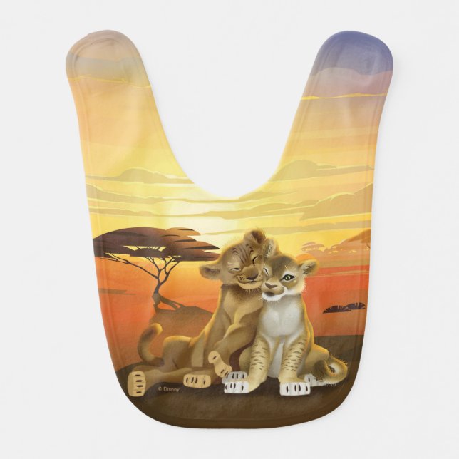 Lion King | Simba & Nala At Sunset Baby Bib (Front)