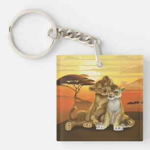 Lion King Simba & Nala At Sunset Keychain