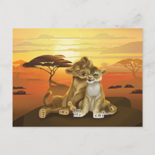 Lion King Simba & Nala At Sunset Postcard