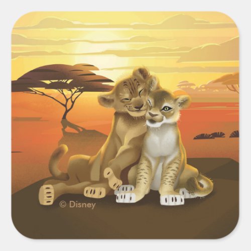 Lion King  Simba  Nala At Sunset Square Sticker