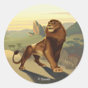 Lion King | Simba On Pride Lands Classic Round Sticker by lionking at Zazzle