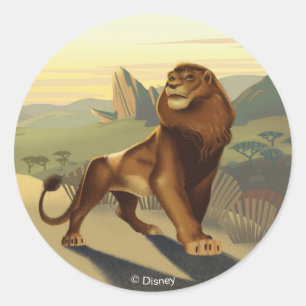 Lion King Simba On Pride Lands Classic Round Sticker