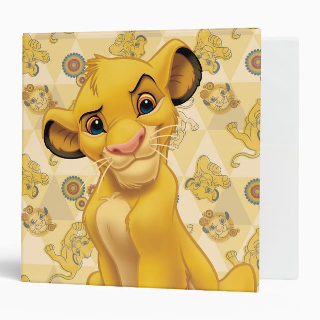 Lion King | Simba on Triangle Pattern 3 Ring Binder (Front/Inside)