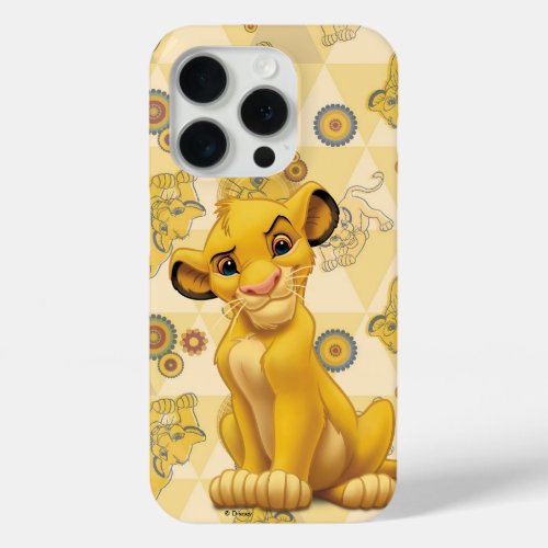 Lion King  Simba on Triangle Pattern iPhone 15 Pro Case
