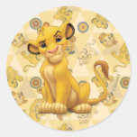Lion King | Simba on Triangle Pattern Classic Round Sticker